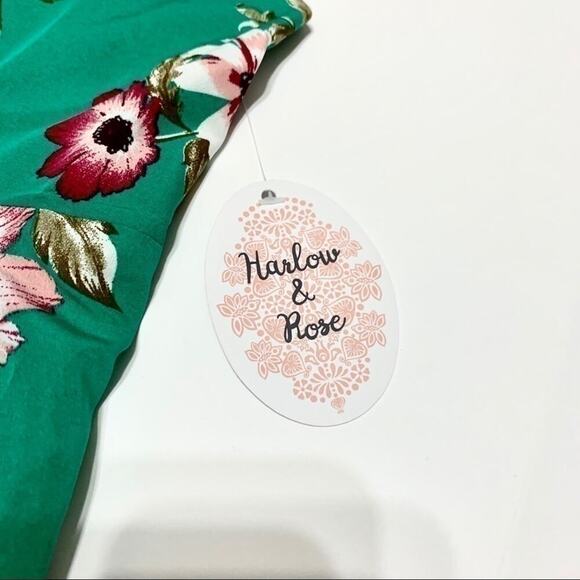 Harlow & Rose Green & Pink Floral Front Tie Sleeveless Blouse Size Small NWT - Picture 8 of 13